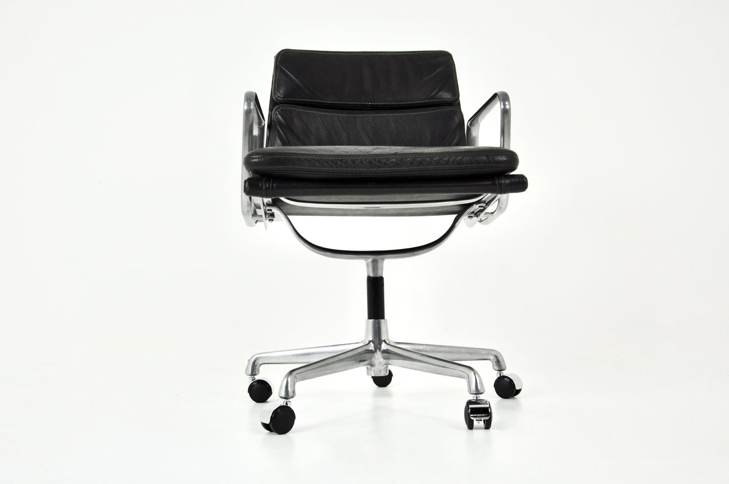 Black Leather Soft Pad Office Chair by Charles & Ray Eames for ICF, 1970s