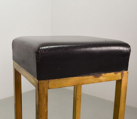 Black Leather Square Bar Stools, 1960s, Set of 2-IXC-1384261