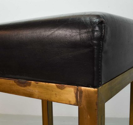 Black Leather Square Bar Stools, 1960s, Set of 2-IXC-1384261