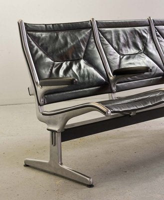 Black Leather Tandem Sling 3-Seater Airport Bench by Charles & Ray Eames for Herman Miller, 1962-IXC-896951