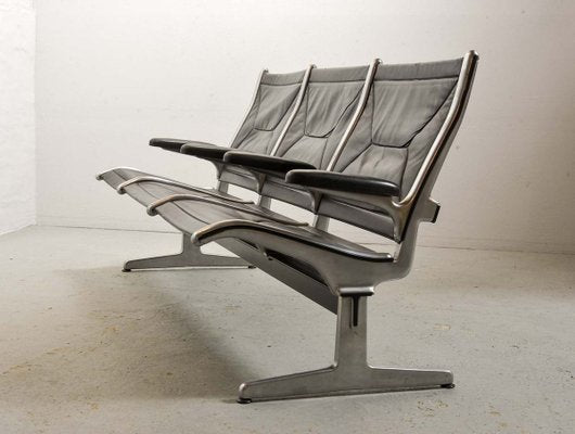 Black Leather Tandem Sling 3-Seater Airport Bench by Charles & Ray Eames for Herman Miller, 1962-IXC-896951