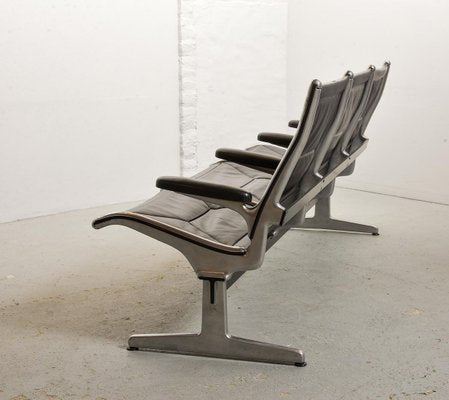 Black Leather Tandem Sling 3-Seater Airport Bench by Charles & Ray Eames for Herman Miller, 1962-IXC-896951