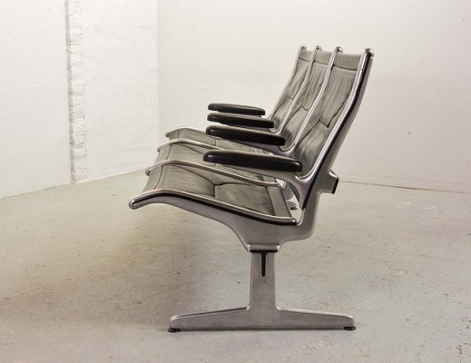 Black Leather Tandem Sling 3-Seater Airport Bench by Charles & Ray Eames for Herman Miller, 1962-IXC-896951