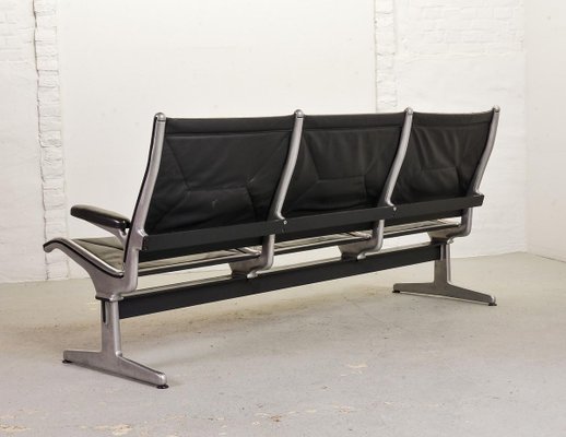 Black Leather Tandem Sling 3-Seater Airport Bench by Charles & Ray Eames for Herman Miller, 1962-IXC-896951