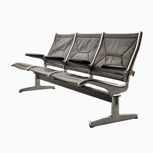 Black Leather Tandem Sling 3-Seater Airport Bench by Charles & Ray Eames for Herman Miller, 1962-IXC-896951