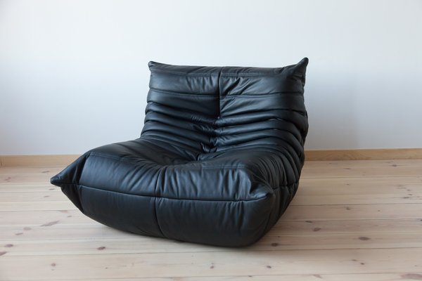 Black Leather Togo Lounge Chair by Michel Ducaroy for Ligne Roset-IXA-1246094