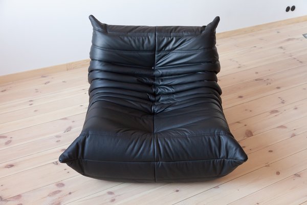 Black Leather Togo Lounge Chair by Michel Ducaroy for Ligne Roset-IXA-1246094