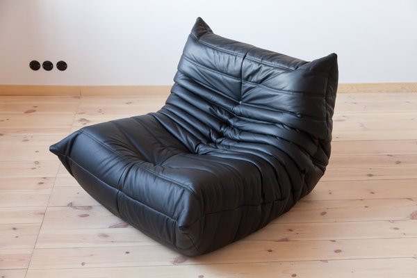 Black Leather Togo Lounge Chair by Michel Ducaroy for Ligne Roset-IXA-1246094