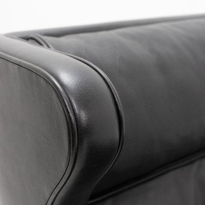 Black Leather Wingchair and Footstool by Borge Mogensen for Fredericia, 1960s, Set of 2-TJQ-1378679