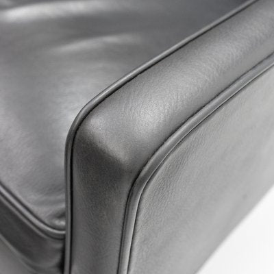 Black Leather Wingchair and Footstool by Borge Mogensen for Fredericia, 1960s, Set of 2-TJQ-1378679