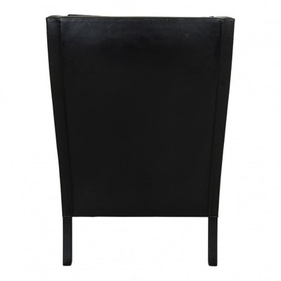 Black Leather Wingchair by Børge Mogensen for Fredericia-MTD-1426046