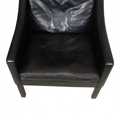 Black Leather Wingchair by Børge Mogensen for Fredericia-MTD-1426046