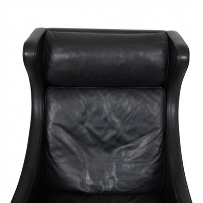 Black Leather Wingchair by Børge Mogensen for Fredericia-MTD-1426046