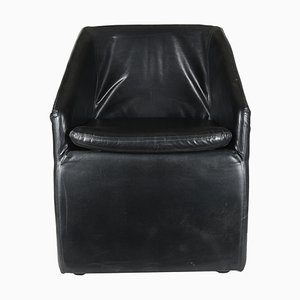 Black Leatherette Armchair, 1980s-RAQ-1031447