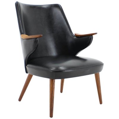 Black Leatherette Armchair by Erling Olsen, Denmark, 1970s-TZ-991911