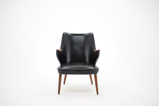 Black Leatherette Armchair by Erling Olsen, Denmark, 1970s