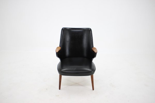 Black Leatherette Armchair by Erling Olsen, Denmark, 1970s-TZ-991911