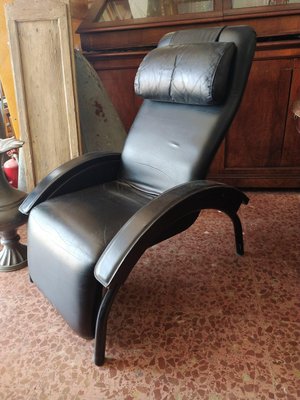 Black Leatherette Black Reclining Chair from GIOVANARDI, Italy, 1980s-RAQ-988203