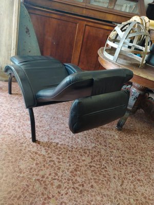 Black Leatherette Black Reclining Chair from GIOVANARDI, Italy, 1980s-RAQ-988203