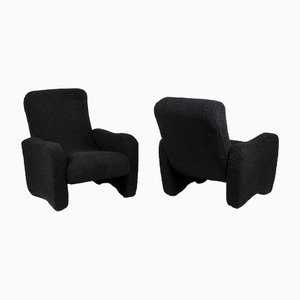 Black Lounge Chairs, 1970s, Set of 2-CEJ-1442399