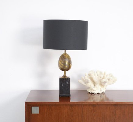 Black Marble and Brass Table Lamp, 1970s-VT-640067