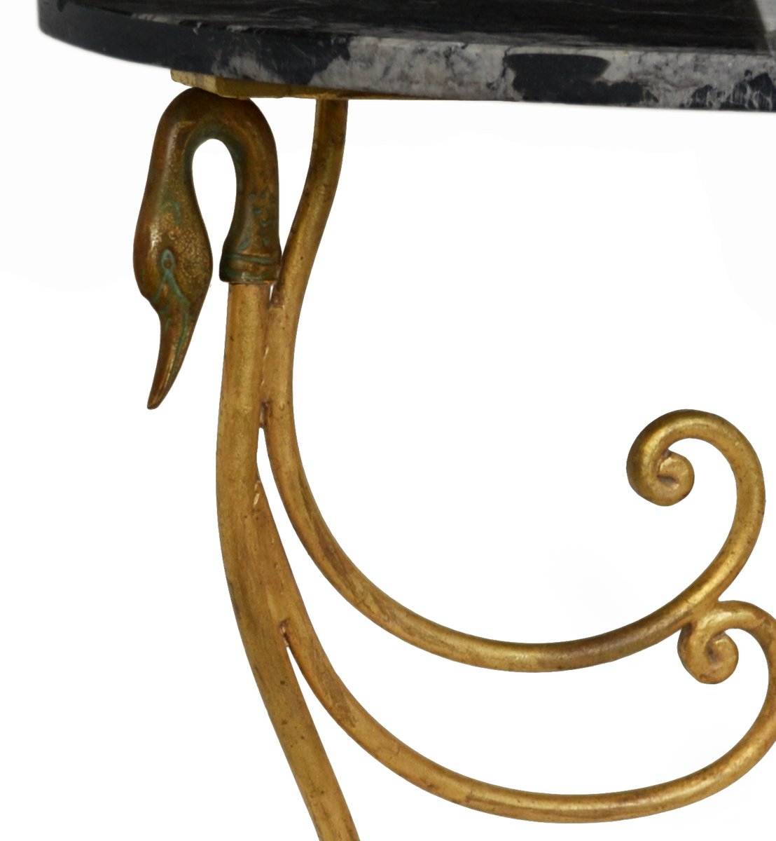 Black Marble, Iron & Gold Leaf Finish Side Table by Cupioli