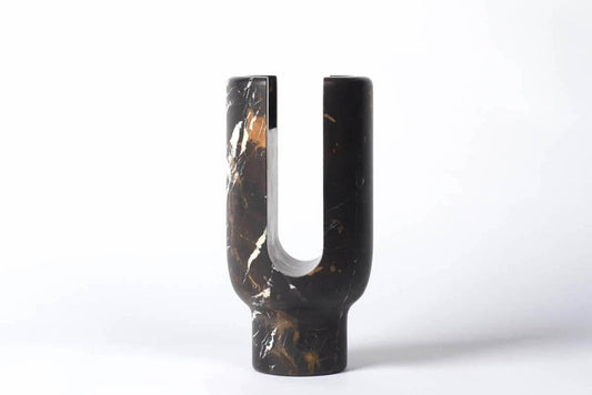 Black Marble Lyra Candleholder by Dan Yeffet