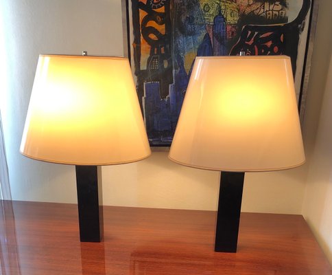 Black Marble Table Lamps Model 180 by Florence Knoll for Knoll International, Set of 2-LXP-1078677