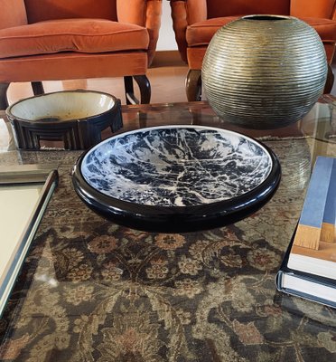 Black Marbled Ceramic Centerpiece by Alvino Bagni, 1970-TXN-1771301