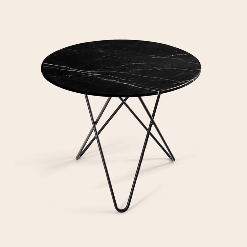 Black Marquina Marble and Black Steel Dining O Table by OxDenmarq