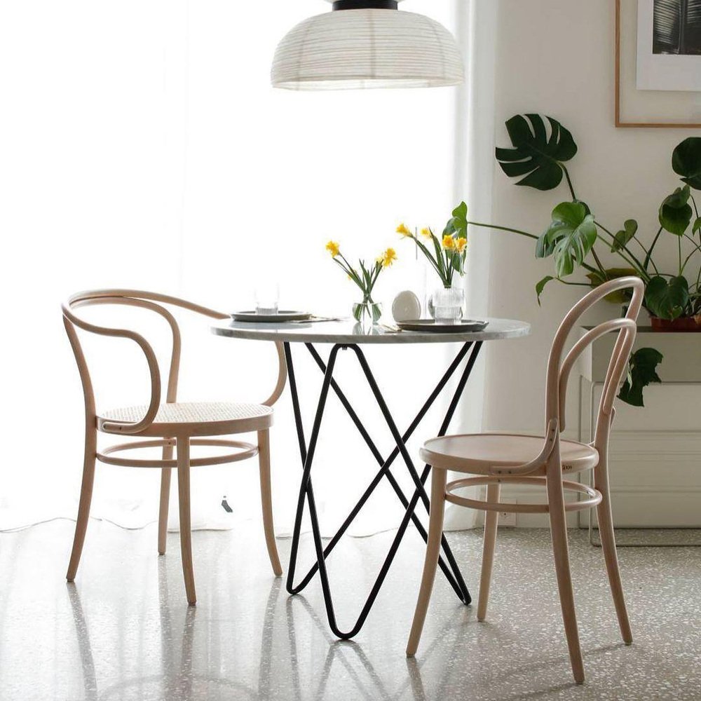 Black Marquina Marble and Black Steel Dining O Table by OxDenmarq