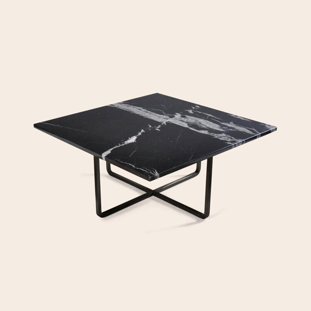 Black Marquina Marble and Black Steel Medium Ninety Table by OxDenmarq