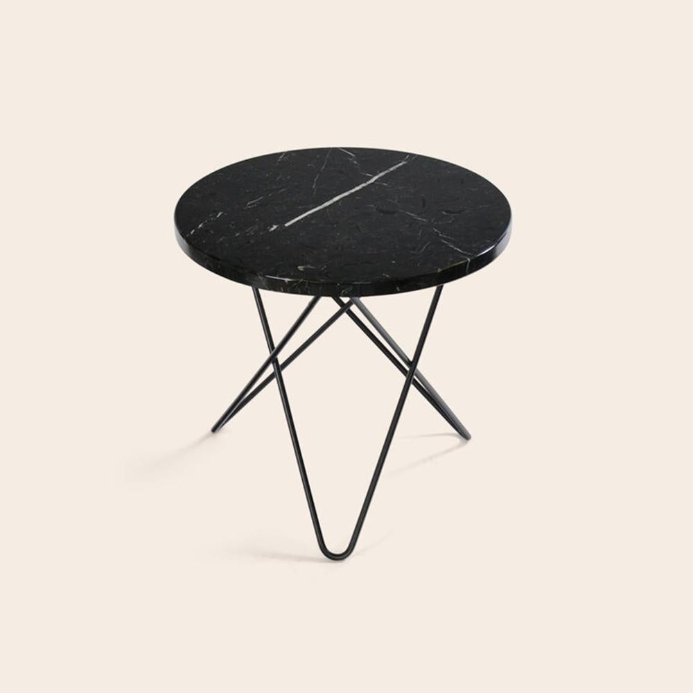 Black Marquina Marble and Black Steel Mini O Table by OxDenmarq