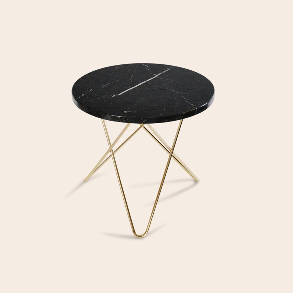 Black Marquina Marble and Brass Mini O Table by OxDenmarq