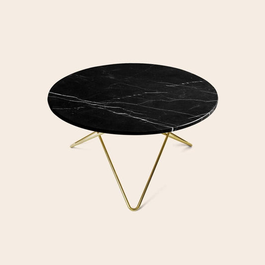 Black Marquina Marble and Brass O Table by OxDenmarq