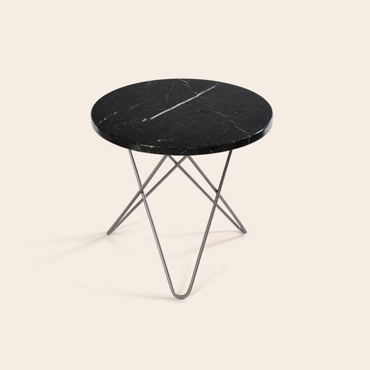 Black Marquina Marble and Steel Mini O Table by OxDenmarq