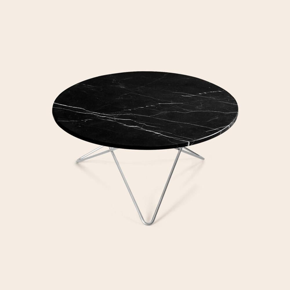 Black Marquina Marble and Steel O Table by OxDenmarq