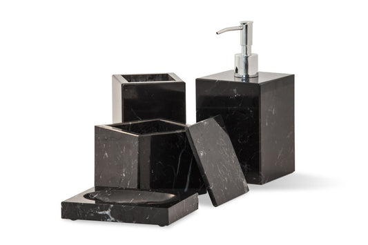 Black Marquina Marble Bathroom Set from Fiammettav Home Collection, Set of 4