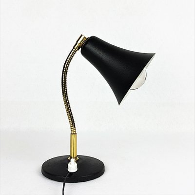 Black Metal and Brass Cocotte Table Lamp, 1950s-YBU-664525