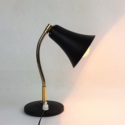 Black Metal and Brass Cocotte Table Lamp, 1950s-YBU-664525