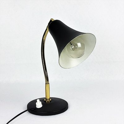 Black Metal and Brass Cocotte Table Lamp, 1950s-YBU-664525