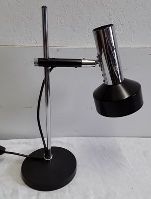 Black Metal & Chrome Adjustable Desk Lamp, 1960s-HOI-867723