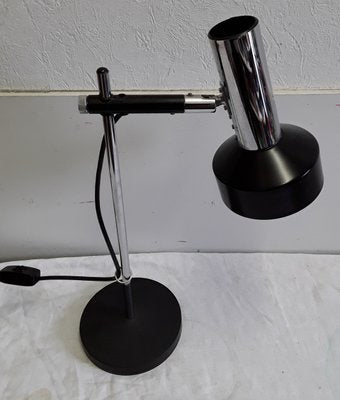 Black Metal & Chrome Adjustable Desk Lamp, 1960s-HOI-867723