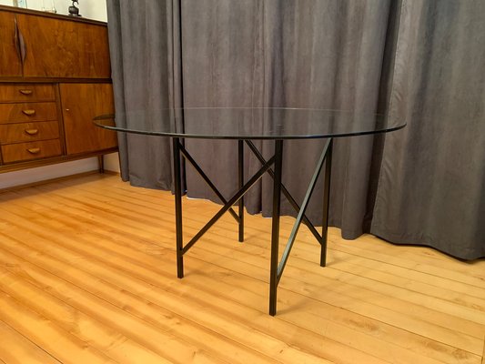 Black Metal & Glass Table, Italy, 1960s-VQM-1241033