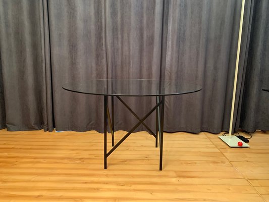 Black Metal & Glass Table, Italy, 1960s-VQM-1241033