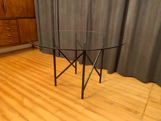 Black Metal & Glass Table, Italy, 1960s-VQM-1241033