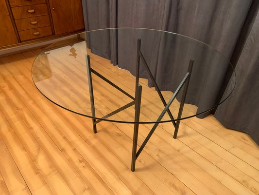 Black Metal & Glass Table, Italy, 1960s-VQM-1241033