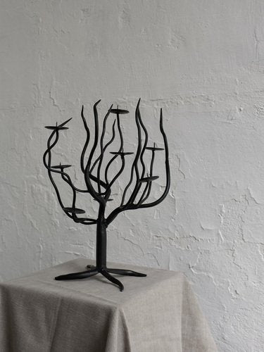 Black Metal Sculptural Candleholder Tree, 1960s