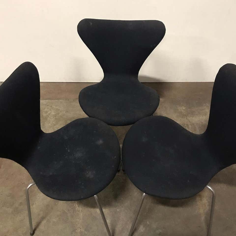 Black Model 3107 Butterfly Dining Chairs by Arne Jacobsen for Fritz Hansen, 1970s, Set of 3