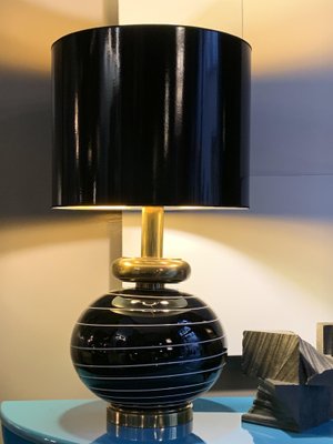 Black Murano Glass Table Lamp, Italy, 1970s-XWN-1436188